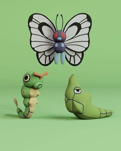 Caterpie Evolution line 3D model 3D printable | CGTrader