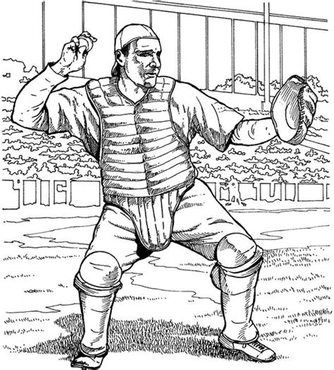 Catcher Baseball Coloring Page | Purple Kitty