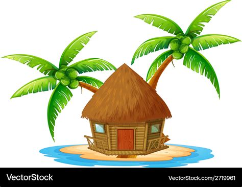 An island with a nipa hut Royalty Free Vector Image