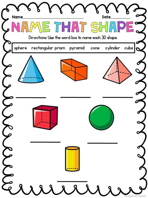 First Grade 2D and 3D Shape Worksheets on Google Slides for Distance ...