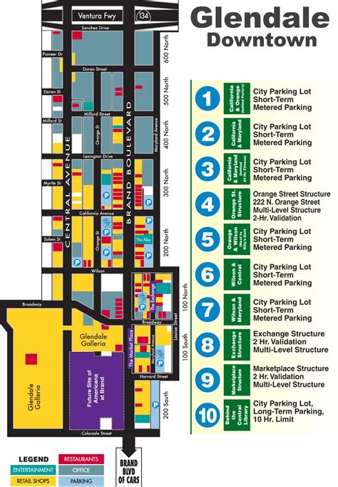 Glendale downtown tourist map - Ontheworldmap.com