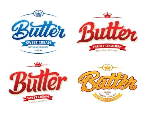 Premium Vector | Typographic labels for butter design