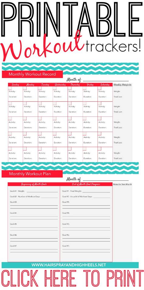 Cute Workout Calendar Template