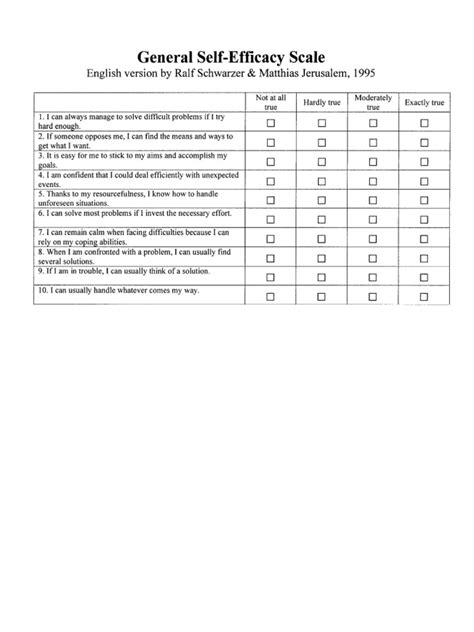 General Self-Efficacy Scale (GSE) | PDF