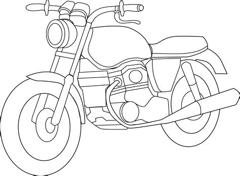 Simple Motorcycle Drawing Sketch Coloring Page