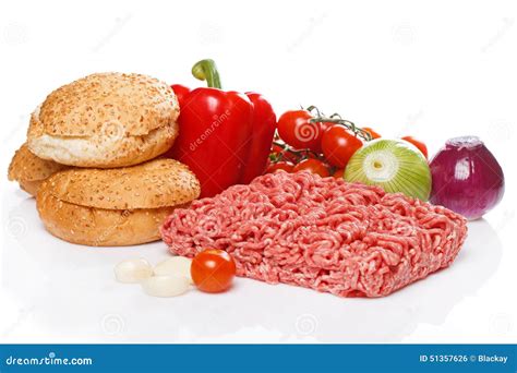 Ingredients for burger stock photo. Image of fresh, onion - 51357626