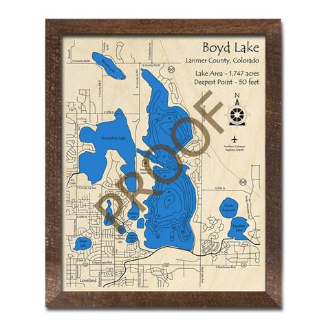 Boyd Lake CO 3D Wood Map Custom Nautical Chart Cabin | Etsy