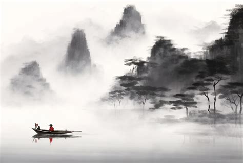 Premium AI Image | Chinese landscape ink painting