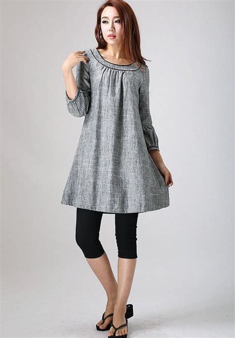 gray dress woman Mini dress linen dress 783 by xiaolizi on Etsy Gray ...