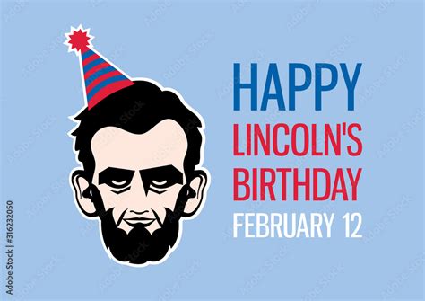 Happy Lincoln's Birthday vector. Abraham Lincoln head vector. American ...