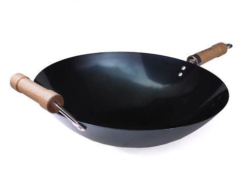 14 Inch Double Handle Pre-Seasoned Round Bottom Wok | Wok, Cookware ...