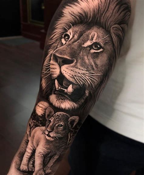 Lion, Lioness, Realistic Tattoo on Arm, Forearm, Outerarm ID:209 Lion ...