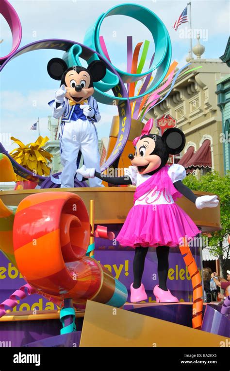 Mickey Mouse and Minnie Mouse on Float in Parade at Walt Disney Magic ...