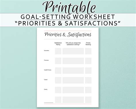 ️Personal Priorities Worksheet Free Download| Gambr.co