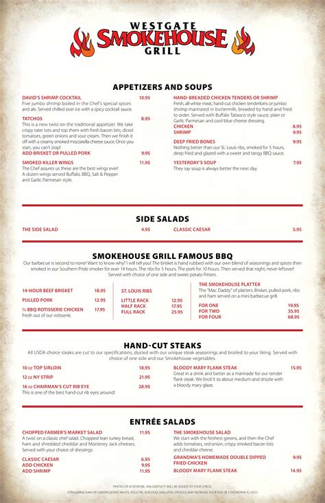 Westgate Smokehouse Grill Menu - Urbanspoon/Zomato