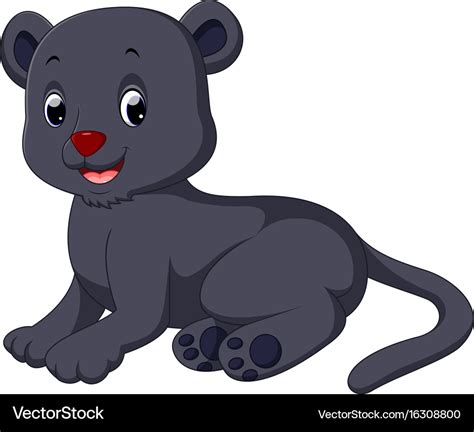 Cute black panther cartoon Royalty Free Vector Image