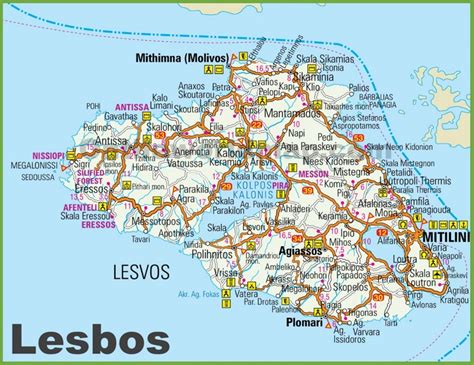 Lesbos tourist map - Ontheworldmap.com