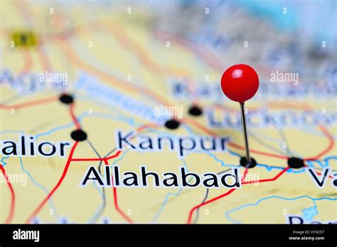 Allahabad pinned on a map of India Stock Photo - Alamy