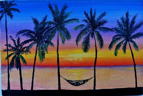 Tropical Beach Landscape Drawings