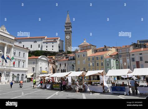 Tartini Square in Piran, Slovenia Stock Photo - Alamy