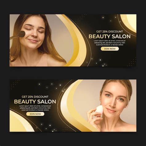 Free Vector | Realistic golden luxury beauty salon banners