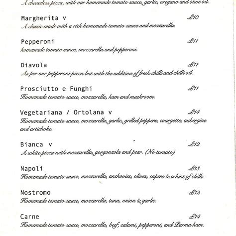 Menu at Casa Mia restaurant, Brundall