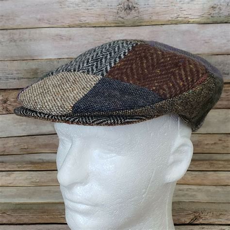 Hanna Hats Donegal Wool Cabbie Newsboy Cap Size Small Patchwork Ireland ...