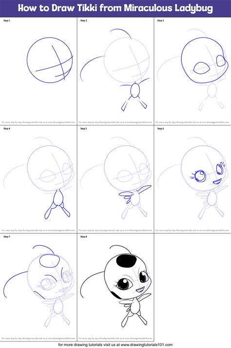 How to Draw Tikki from Miraculous Ladybug printable step by step ...