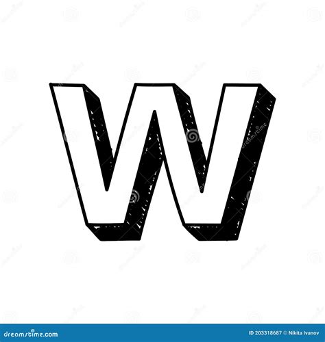 W Letter Hand-drawn Symbol. Vector Illustration of a Small English ...