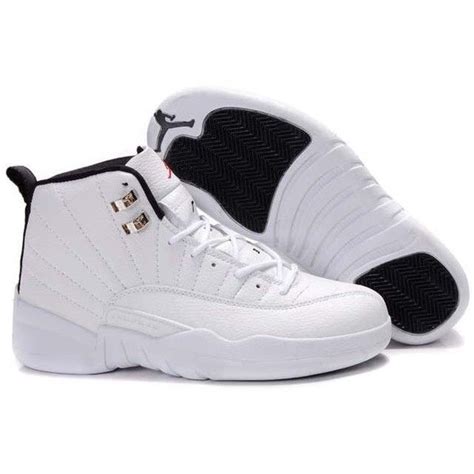 New Air Jordan 12 (XII) Retro All White Black liked on Polyvore ...