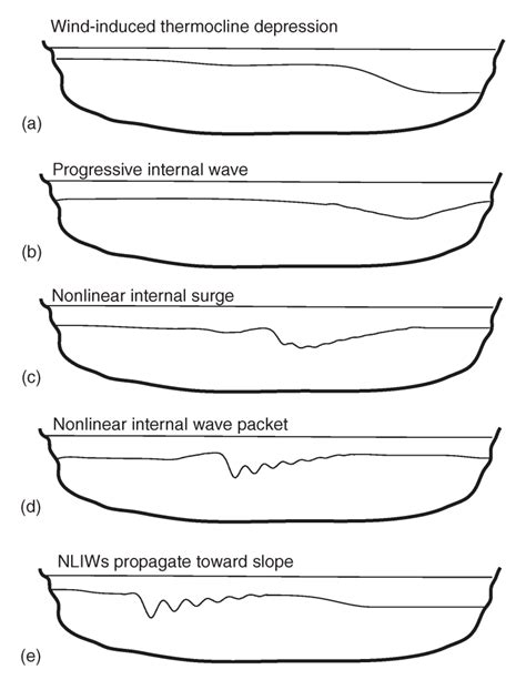 1 Schematic picture of Internal solitary wave evolution in lakes. (d-e ...