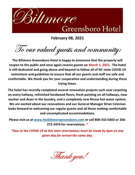 The Biltmore Greensboro | Greensboro's Oldest Hotel