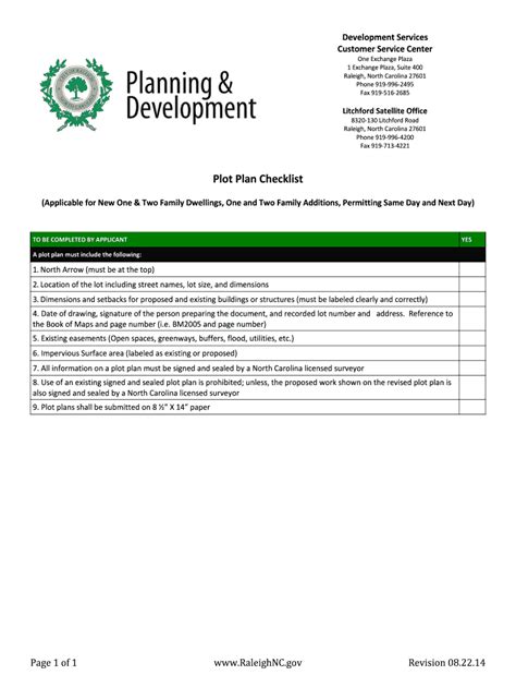 Fillable Online raleighnc Plot Plan Checklist Mass Grading Checklist ...