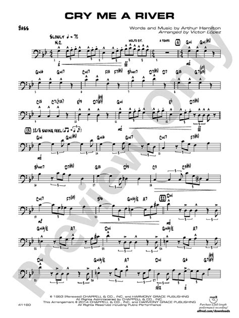 Cry Me a River: String Bass: String Bass Part - Digital Sheet Music ...