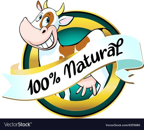 Natural cow or milk label Royalty Free Vector Image