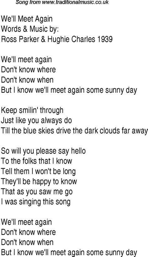 1940s Top Songs: lyrics for We'll Meet Again