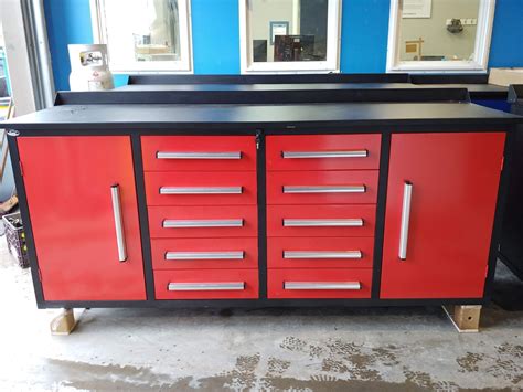 STEELMAN 7FT 10 DRAWER 2 CABINET WORK BENCH - RED