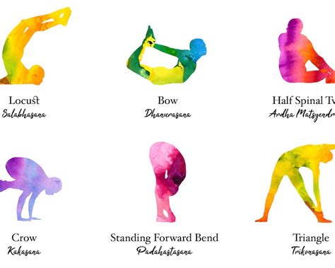 12 Yoga Poses With English and Sanskrit Names, Yoga Print, Yoga Asana ...