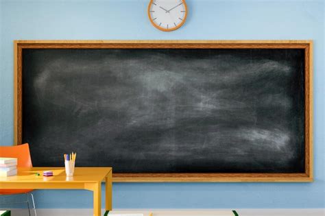 Premium Photo | Blank chalkboard on wall in classroom 3d render