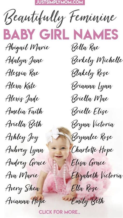 a baby girl name list with the names of her babies and their names on it