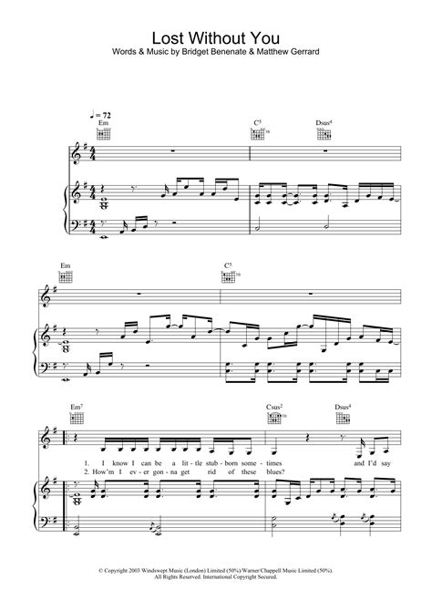 Lost Without You by Delta Goodrem Sheet Music for Piano, Vocal & Guitar ...