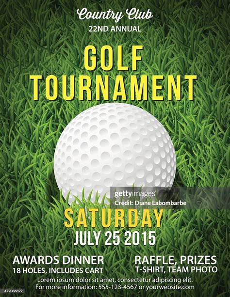 Golf Tournament Invitation Flyer With Grass And Ball High-Res Vector ...