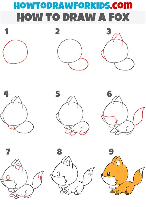 How To Draw A Fox Step By Step Cute Easy Drawings | Images and Photos ...