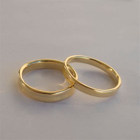 His and Hers Wedding Rings 14k Gold Rings Simple gold