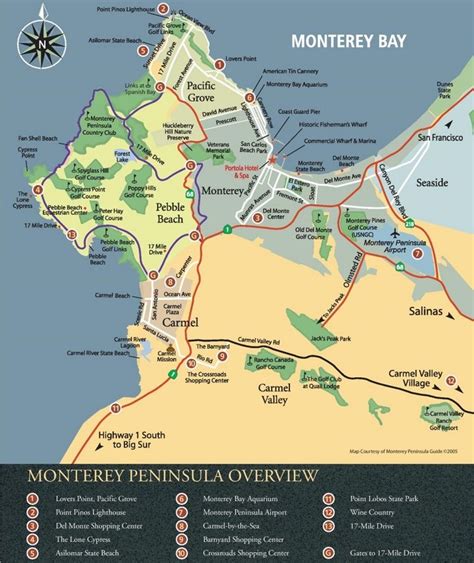 Monterey area tourist map Monterey Bay California, Monterey Beach ...