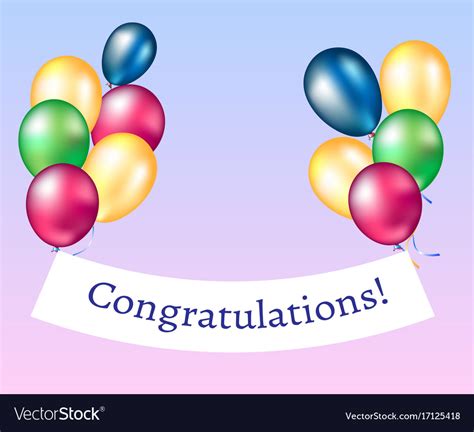 Congratulations banner with balloons Royalty Free Vector