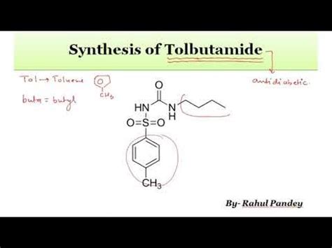 Tolbutamide || IUPAC name and Synthesis - YouTube