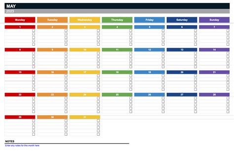 Excel Monthly Calendar Template