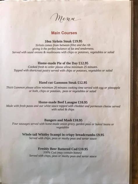 Menu at The White Horse pub & bar, Arlesey