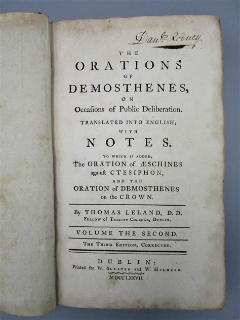 The Orations of Demosthenes, on Occasions of Public Deliberation. To ...